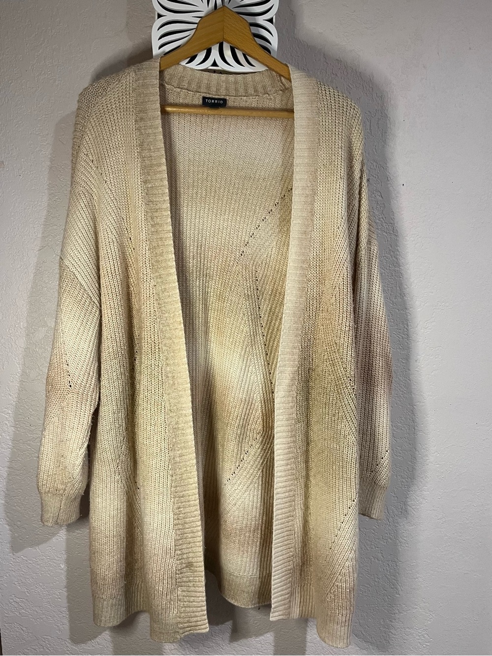torrid Cream Open-Front Longline Knit Cardigan